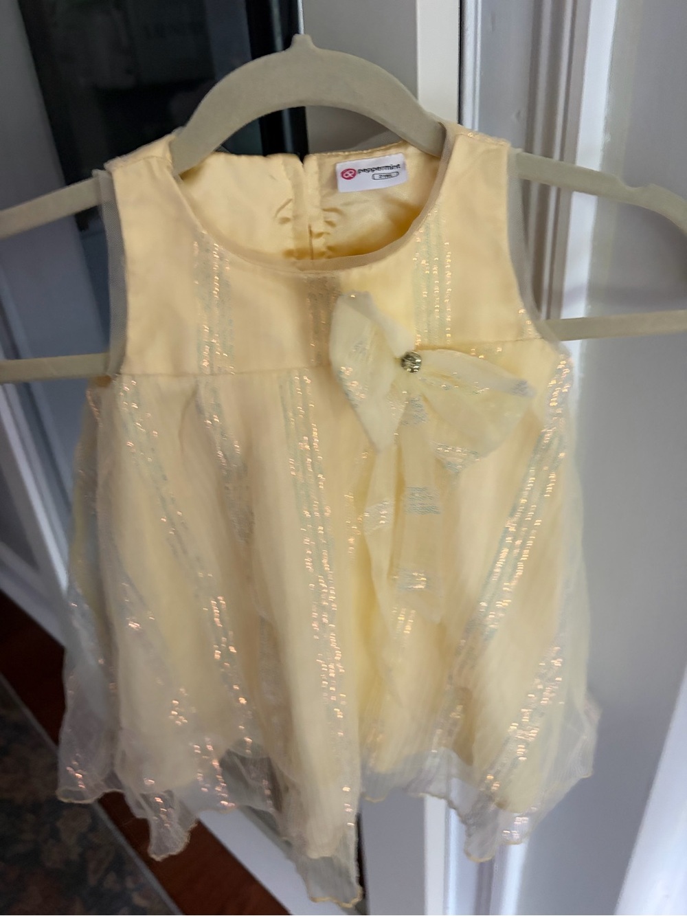 Peppermint Pale Yellow Girls Party Dress with Sparkle
